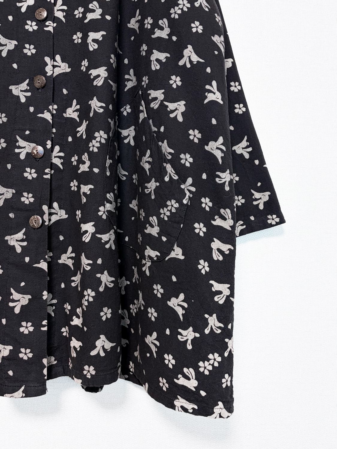 Rabbit Pattern Midi Coat - Brown 상품이미지6