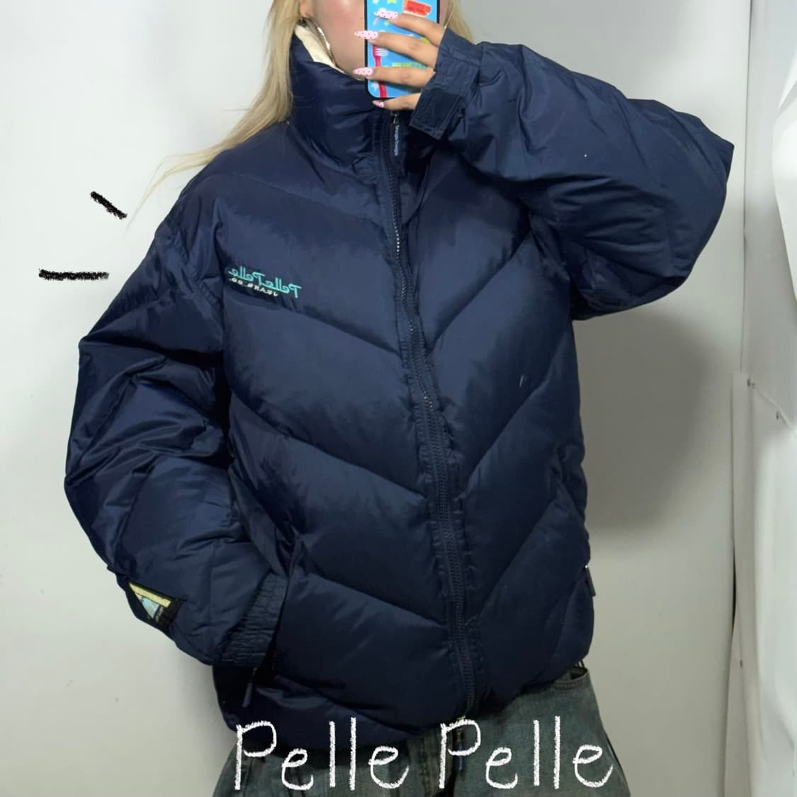 펠레펠레 네이비 오버넥 빅사이즈 패딩점퍼 상품이미지1