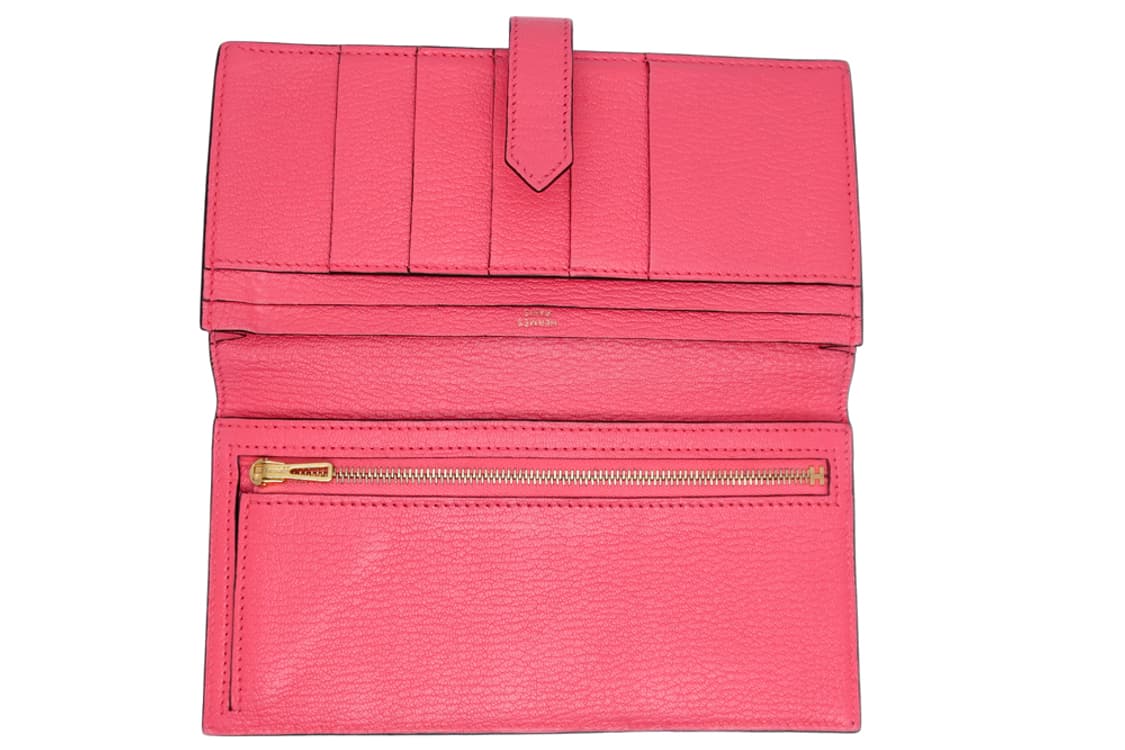 에르메스 베안 소플렛 딥로즈 핑크 쉐브레 마이소르 금장 장지갑 상품이미지3