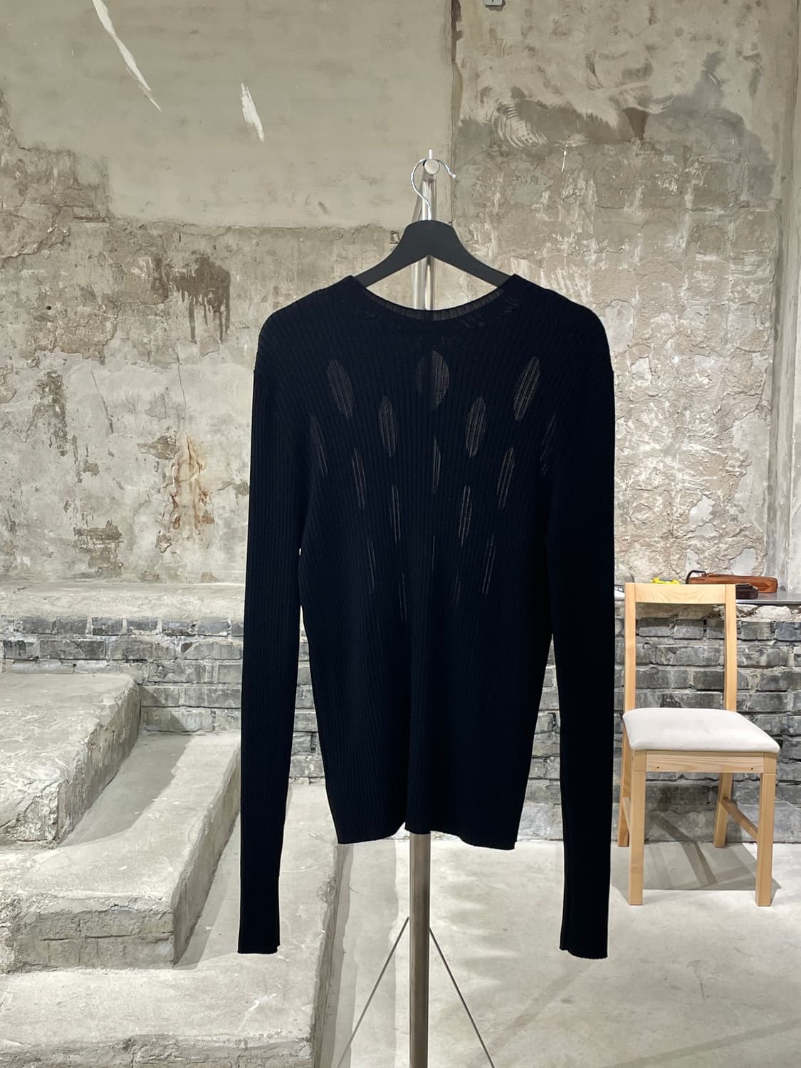 디온 리 블랙 컷 아웃 골지 니트 상품이미지6