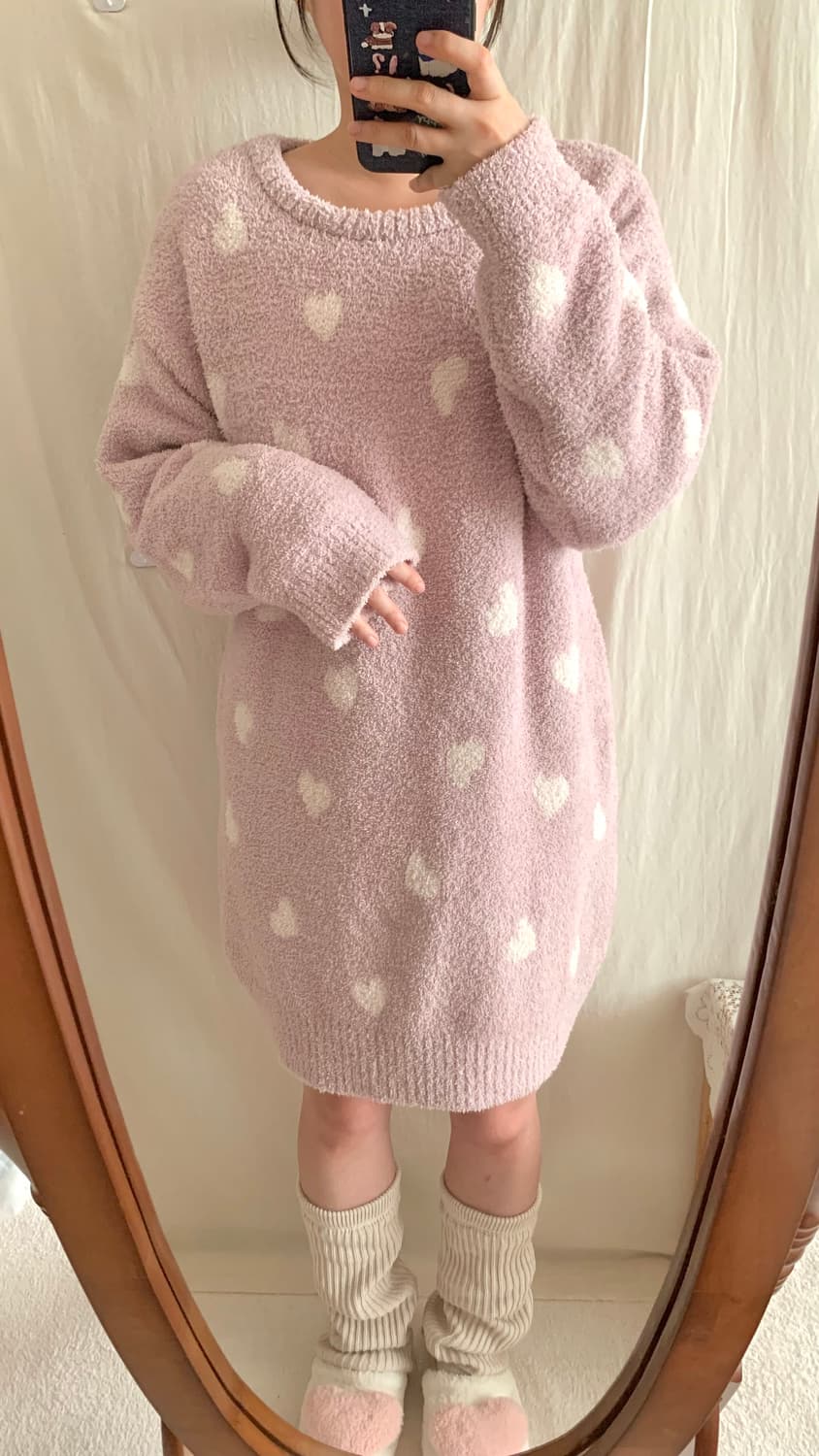 핑크 하트 원피스 파자마 상품이미지3