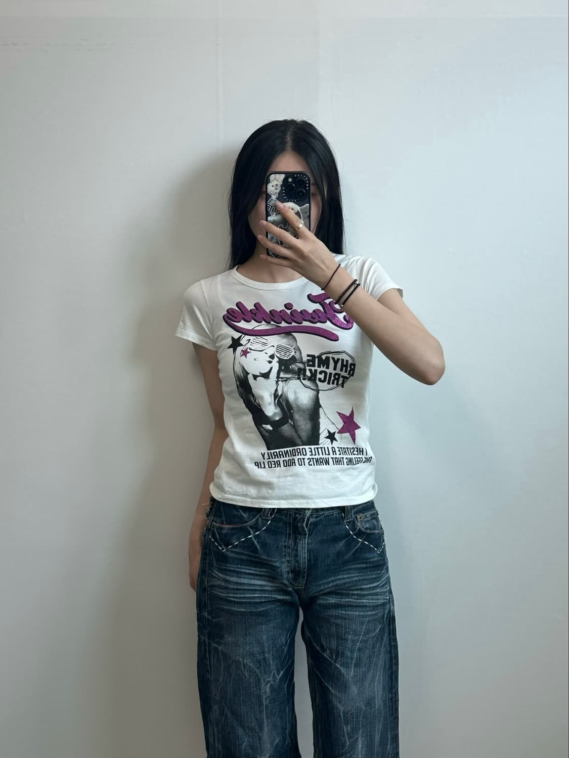 Vintage y2k 와투케 화이트 반팔 티셔츠 상품이미지1