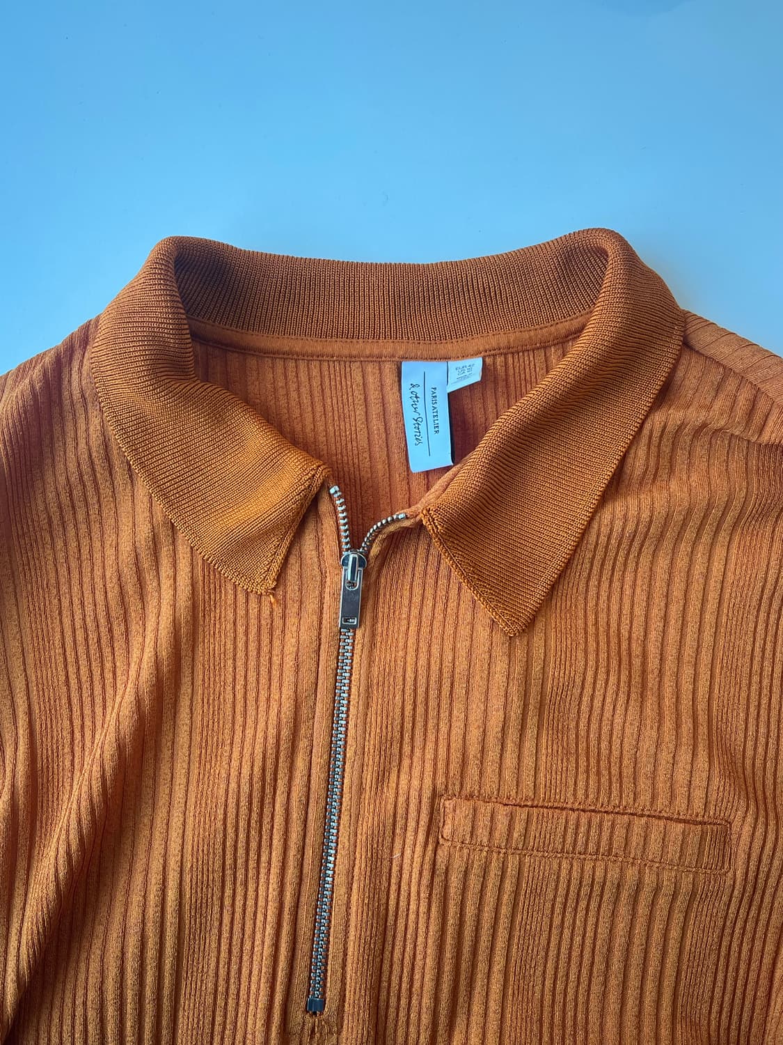 앤아더스토리즈 오렌지 골지 반집업 니트 상품이미지3