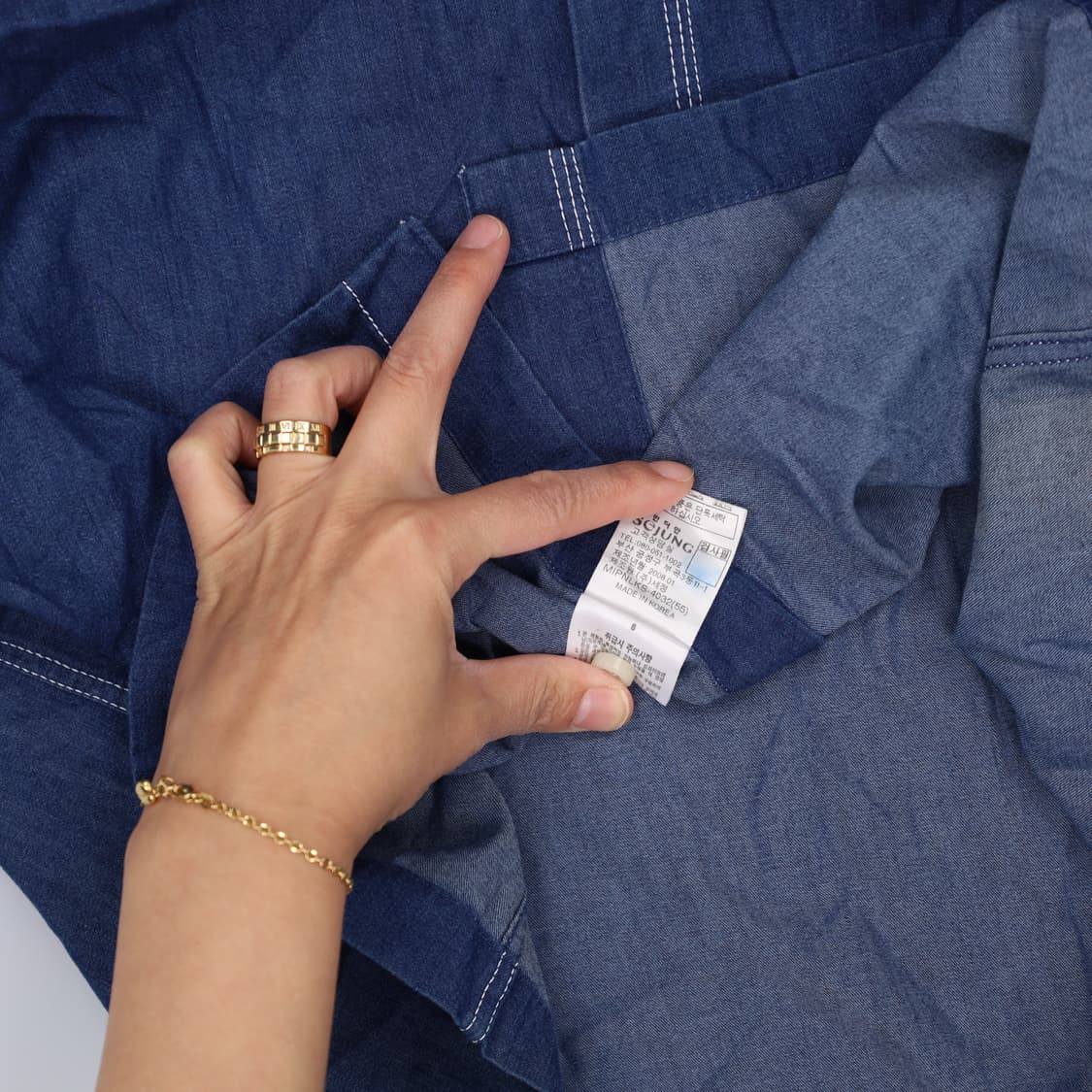 100 인디언핑크 반팔 데님셔츠 0424H1 상품이미지5