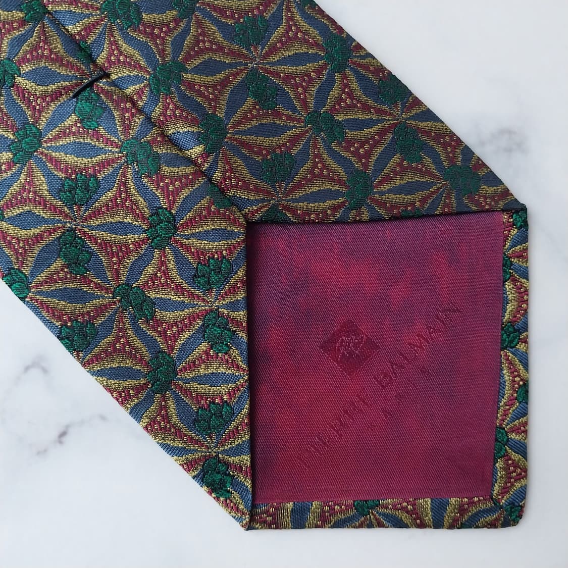 피에르 발망 실크 그린 기하학 패턴 넥타이 9.8cm A+등급 K1625 상품이미지10