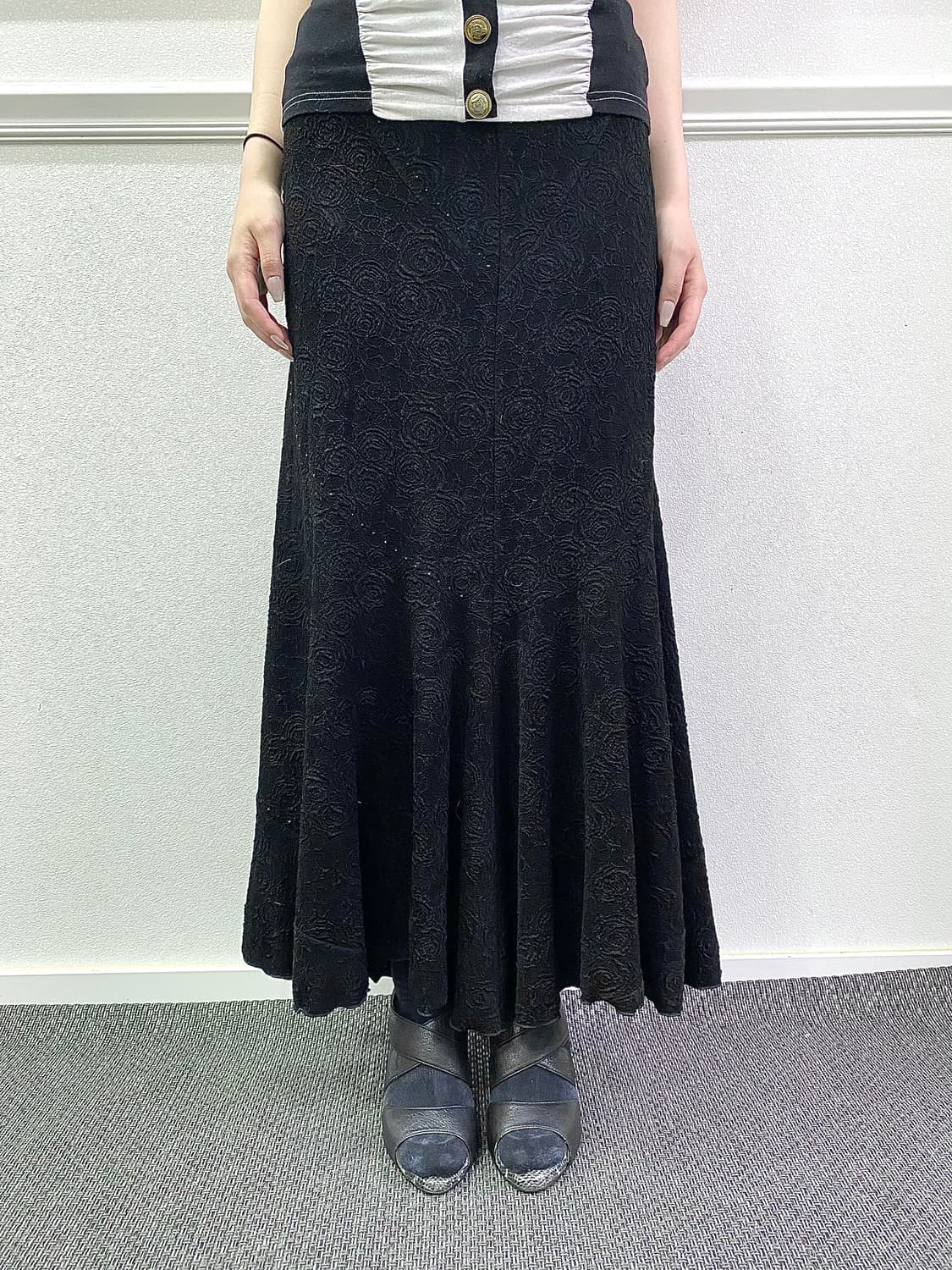 2000s paisley pattern Wave Design Skirt 상품이미지2