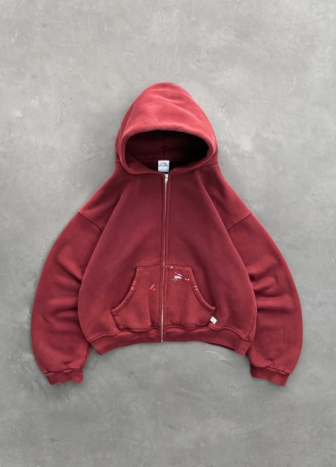 아킴보클럽 선페이드 마룬 후드집업 상품이미지1