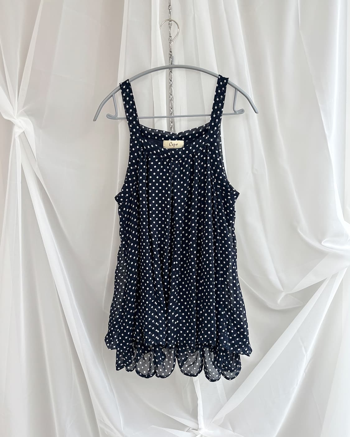 navy polka dot folding sleeveless 상품이미지1