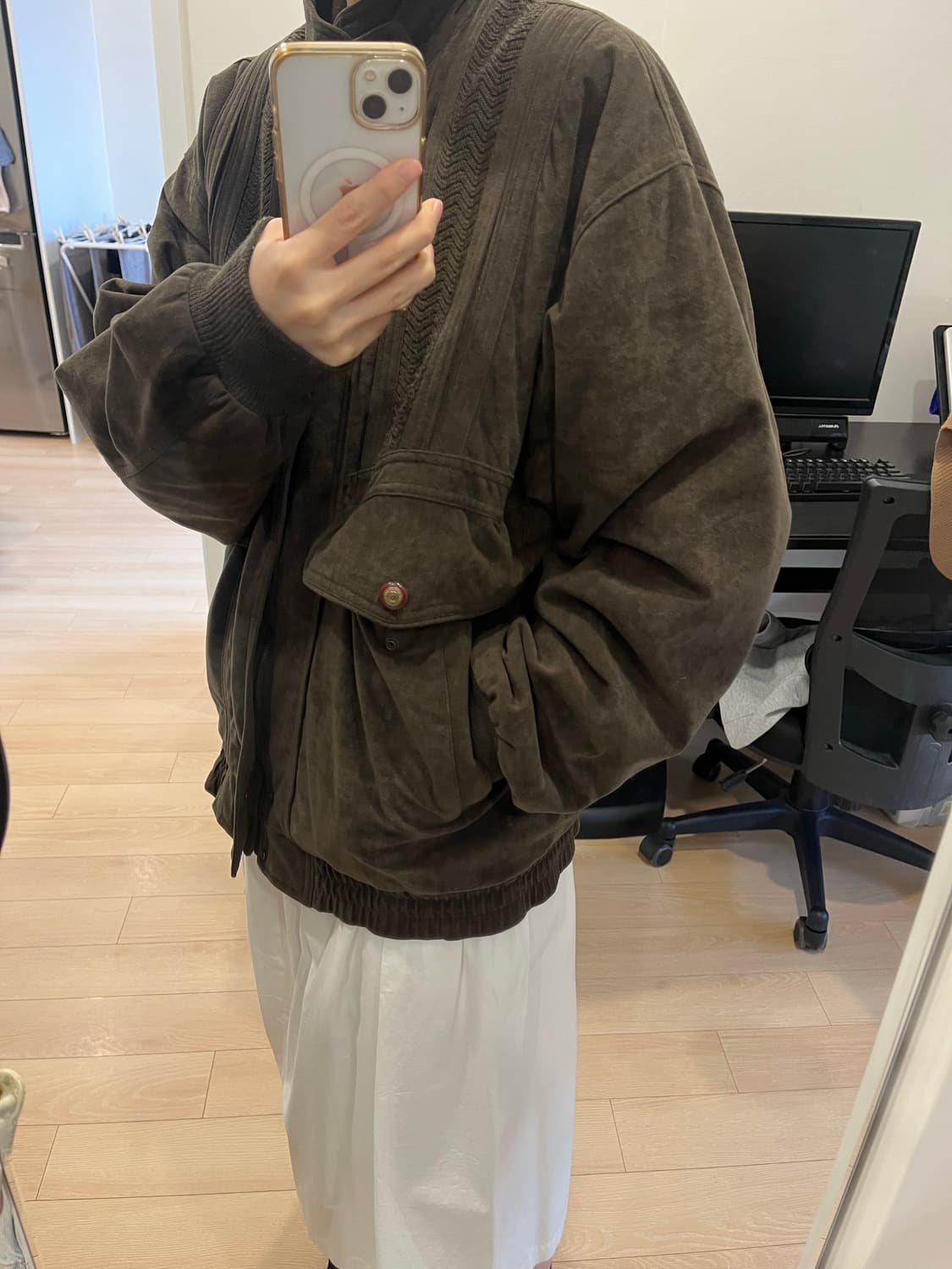 브라운 스웨이드 누빔 자켓 상품이미지4