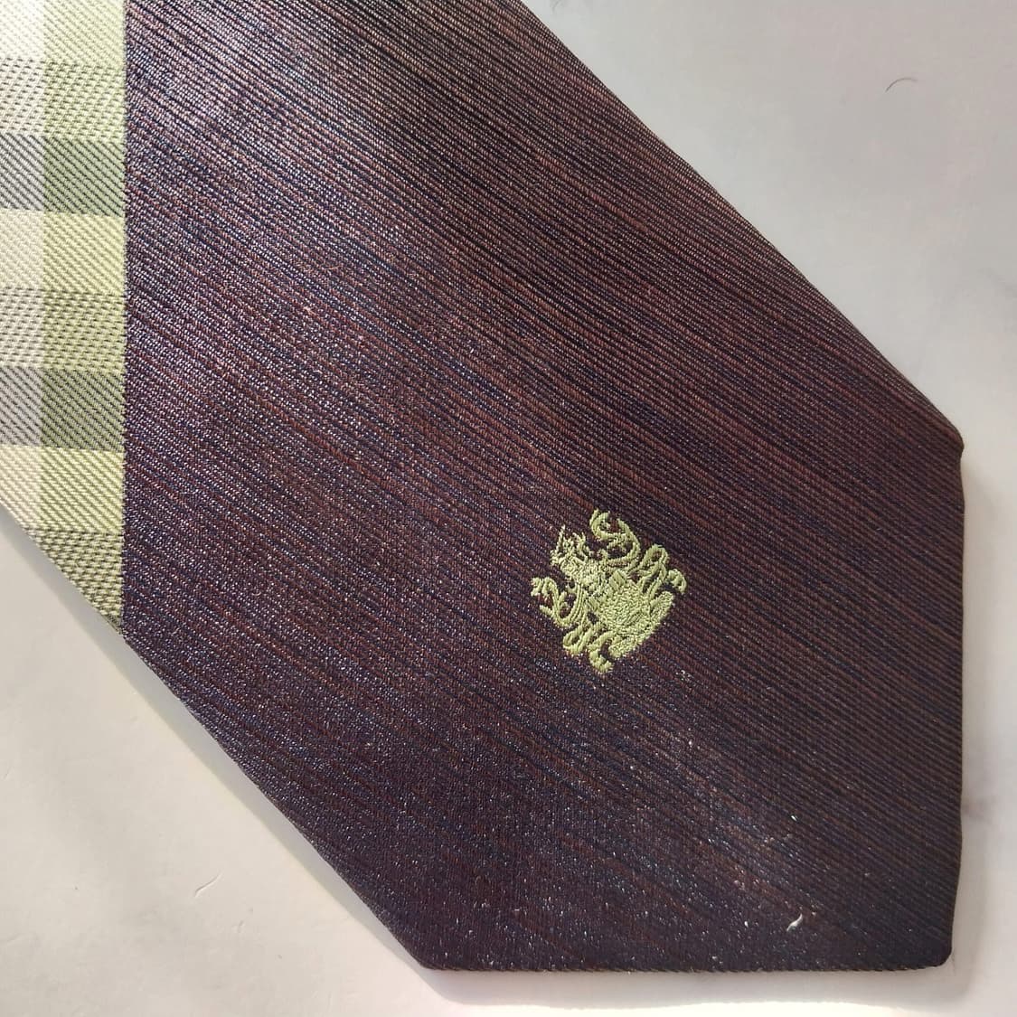 아쿠아스큐텀 실크 브라운 체크 믹스 넥타이 9.5cm A+등급 K1527 상품이미지8