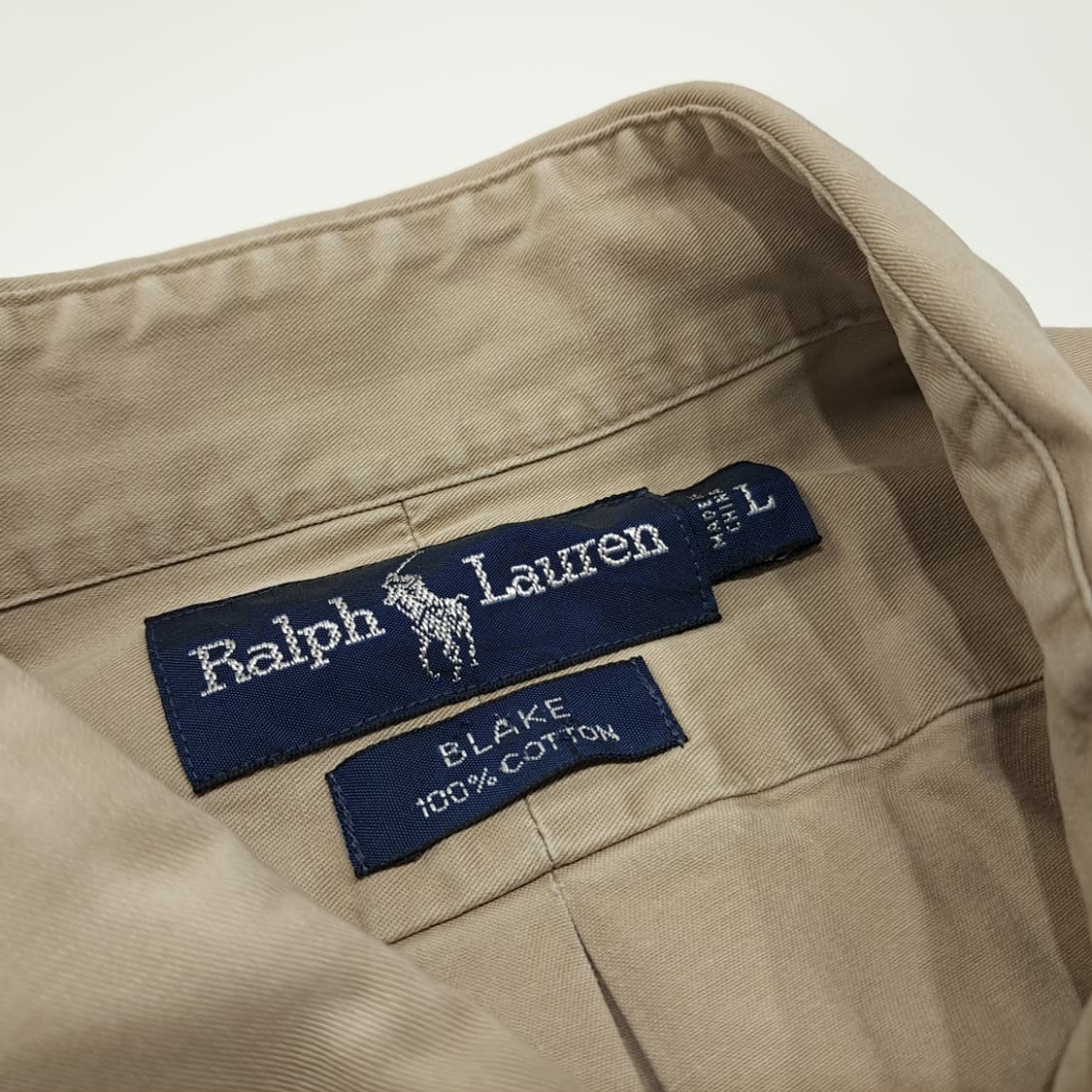 CL245 L 폴로 90s 블레이크 면 베이지 셔츠 남방 상품이미지3