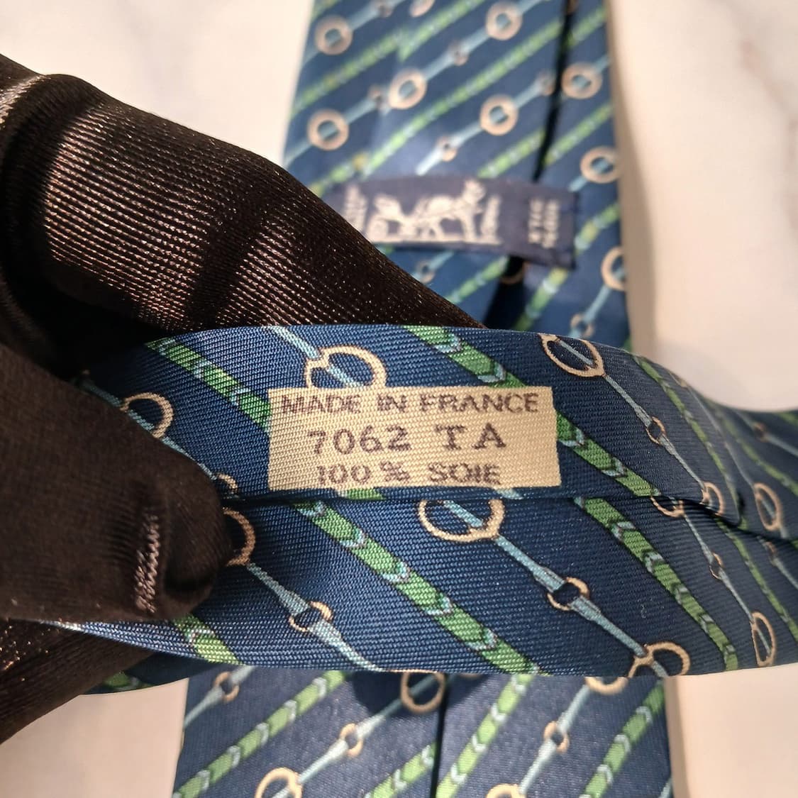 에르메스 실크 네이비 체인 패턴 넥타이 8cm B등급 E745 상품이미지6