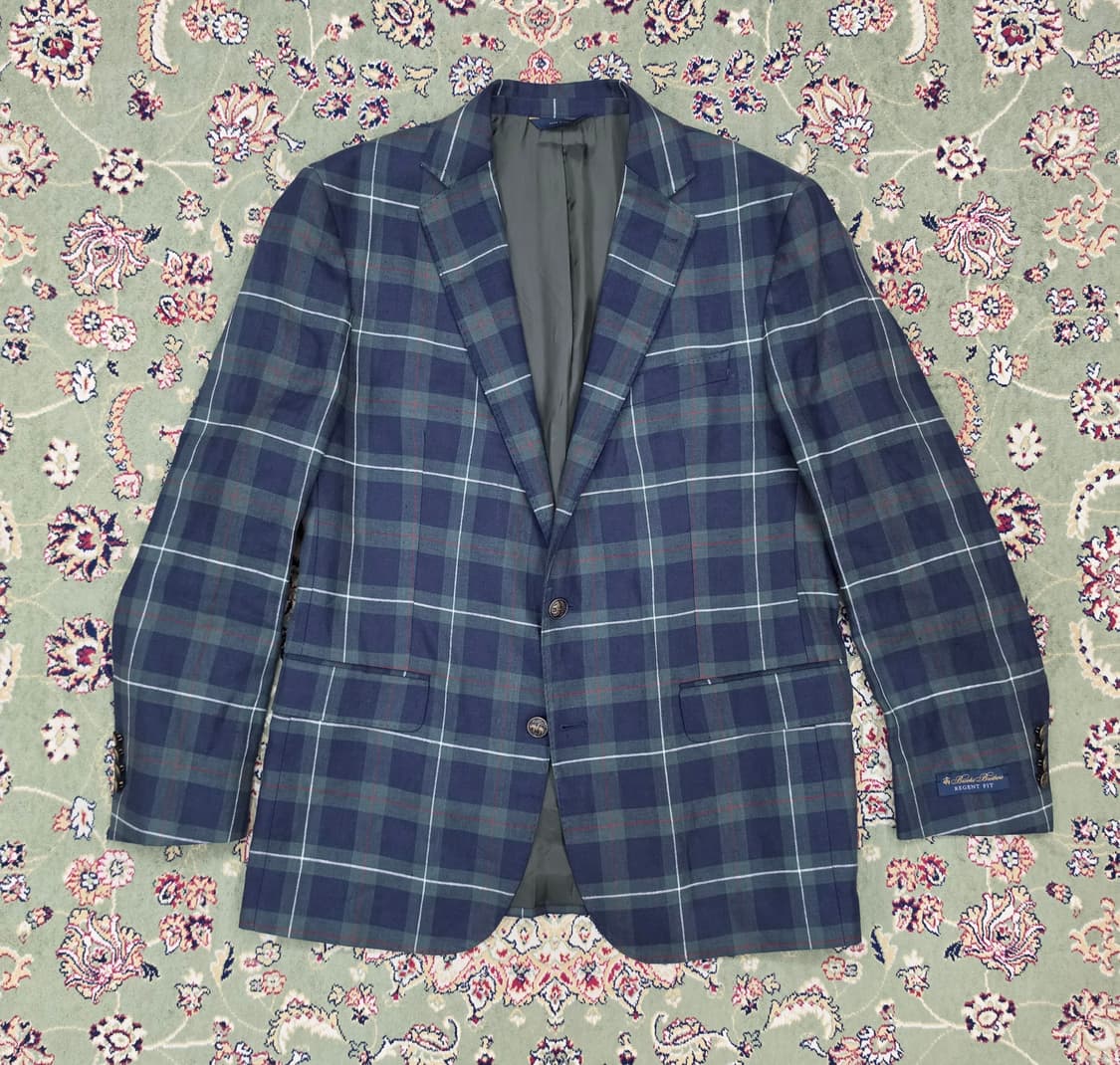 [새상품/최종할인] 브룩스 브라더스 그린체크 린넨 2버튼 자켓42R 상품이미지1