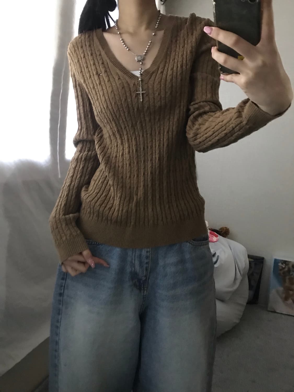 타미힐피거 베이지 브이넥 니트 상품이미지5