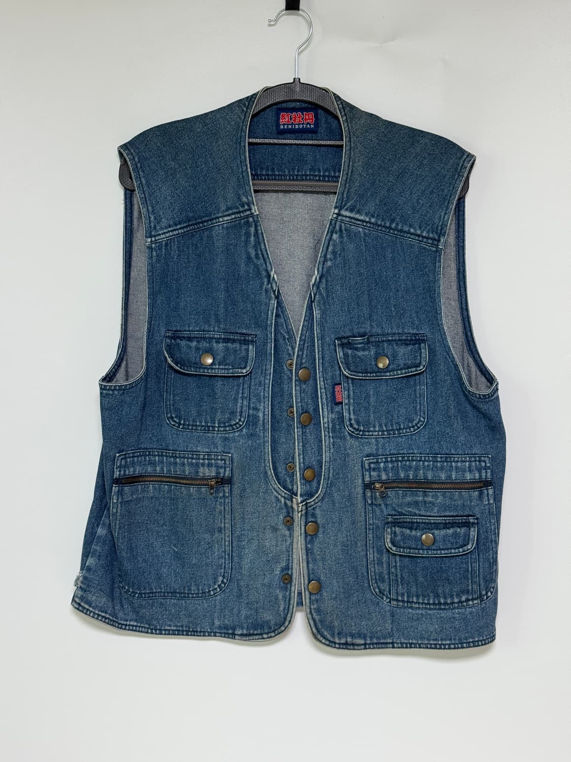 일본 빈티지 베니보탄 데님 조끼 100-105 상품이미지1