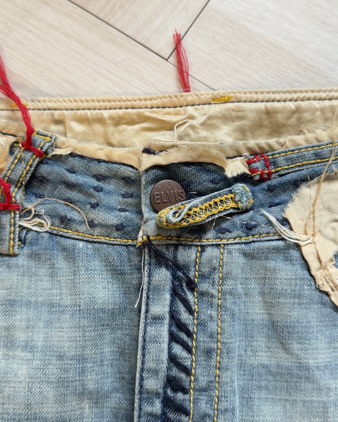 [ELVIS] patch stitch denim mini skirt 상품이미지2