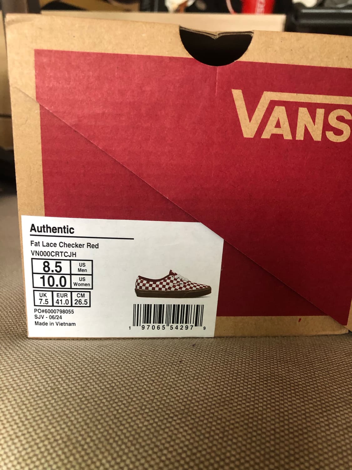 반스 어센틱 체커보드 레드 265mm 새상품 상품이미지4