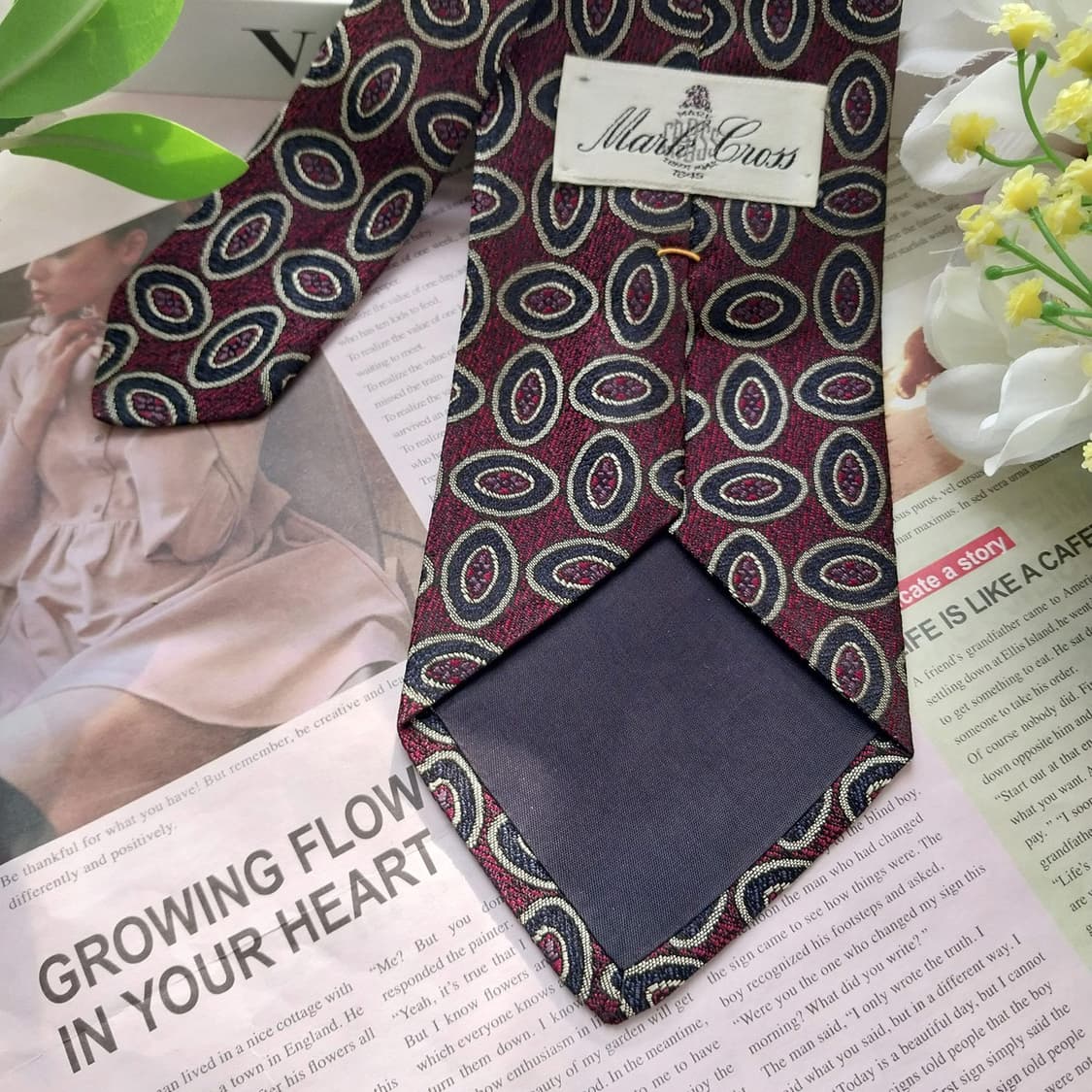 마크 크로스 실크 와인 지오메트릭 넥타이 9.2cm A+등급 K1511
 상품이미지7