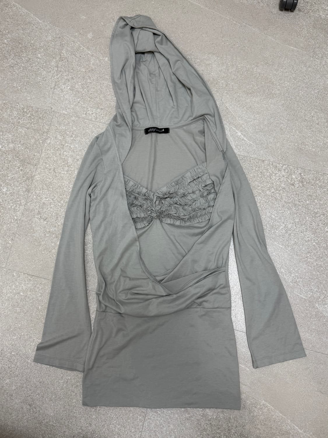 DRAPED HOODIE DRESS [mint grey]  상품이미지2