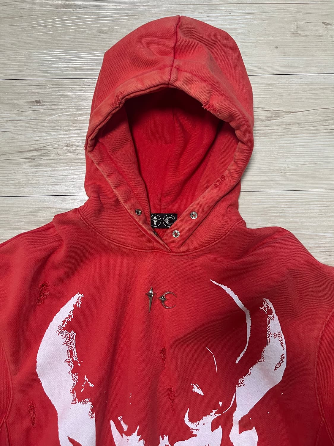 떠그클럽 사탄 후드 2사이즈 레드 화이트 상품이미지4