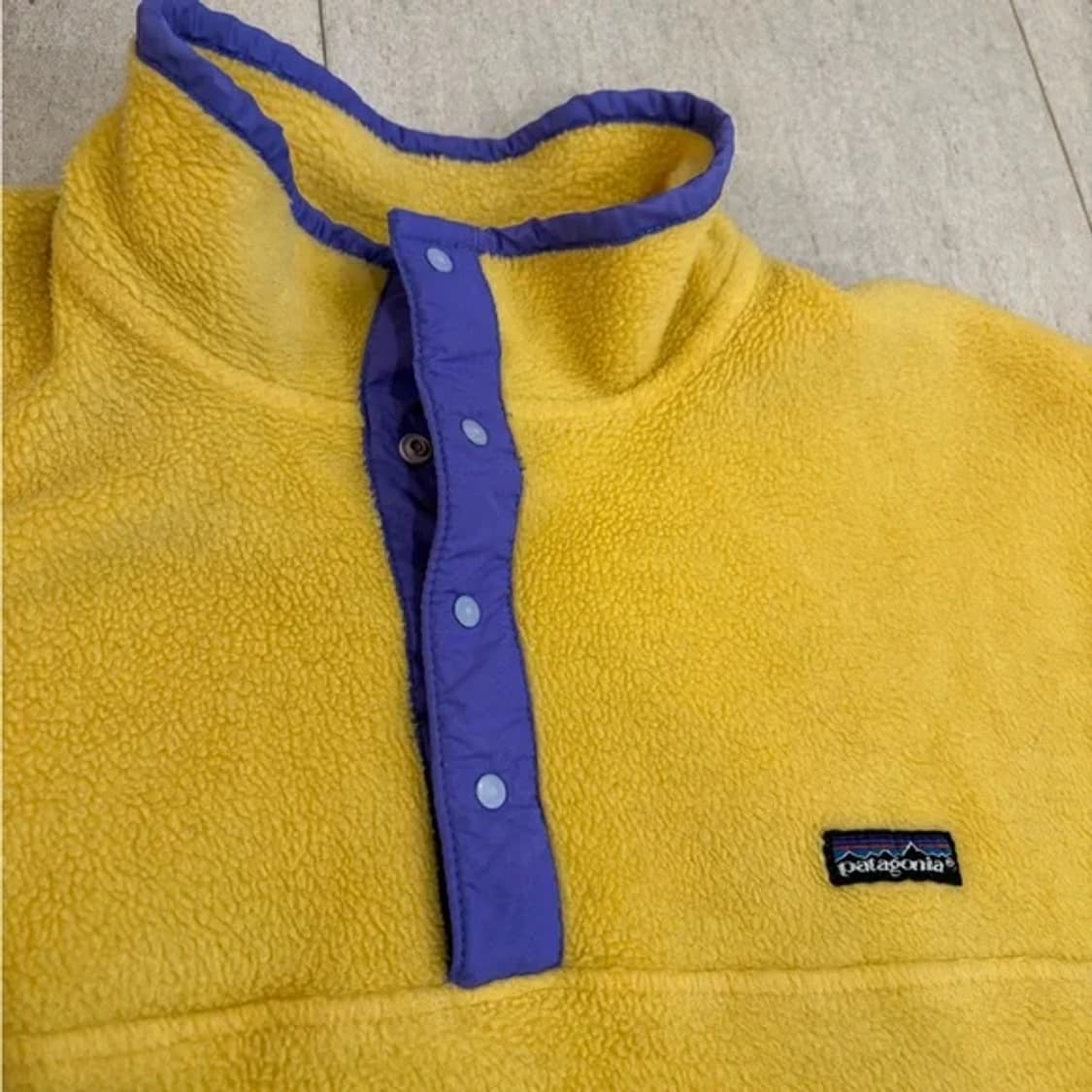 L 80‘s 파타고니아 신칠라 플리스 스냅티 옐로우/퍼플 상품이미지6