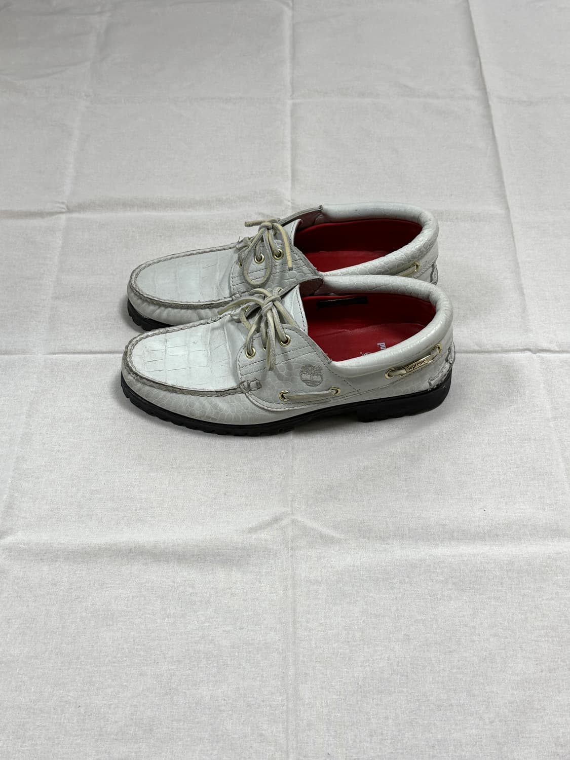 슈프림 x 팀버랜드 뱀피 레더 3아이 보트슈즈 us8 상품이미지2