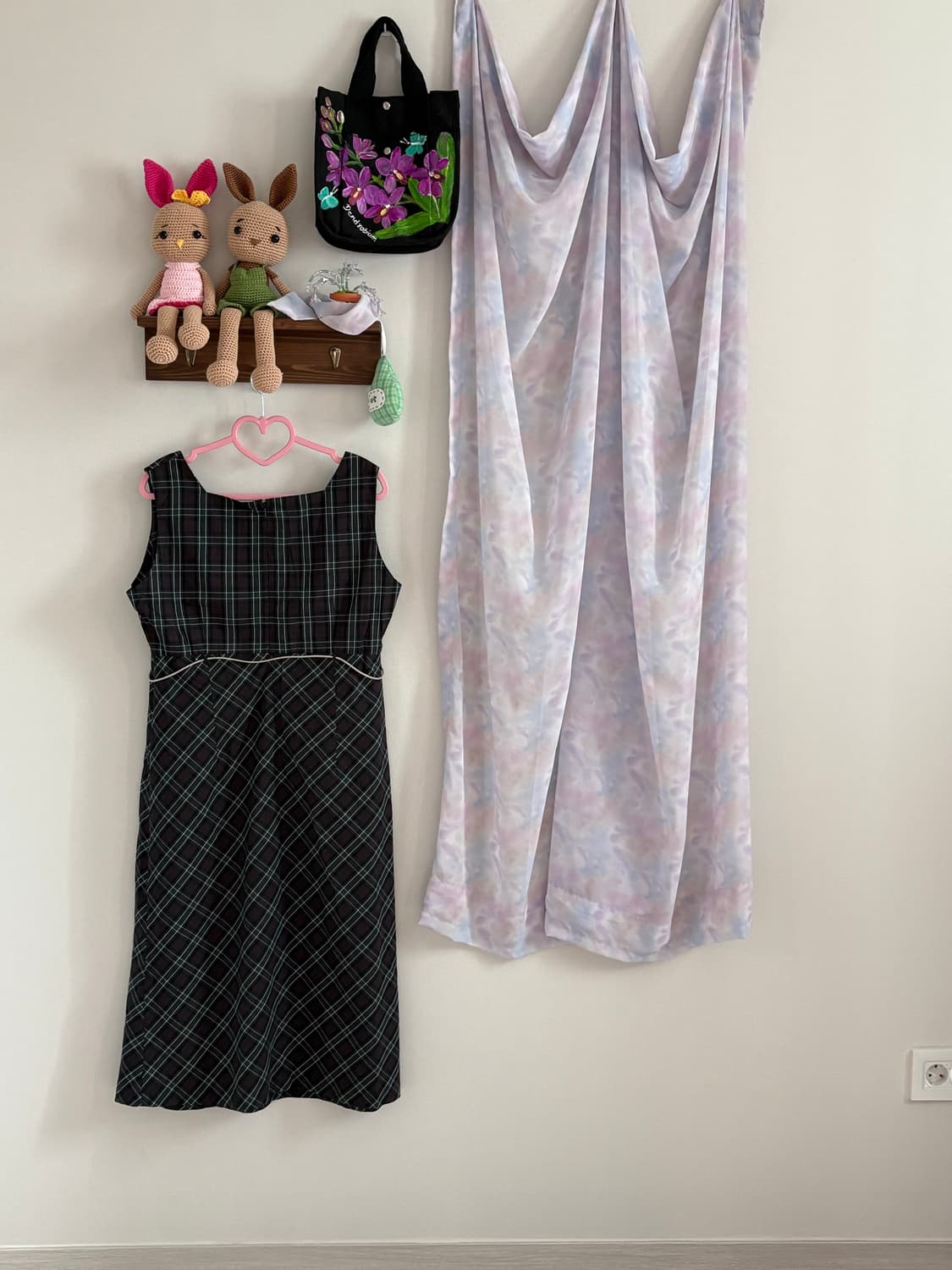 그린 체크 원피스 상품이미지3