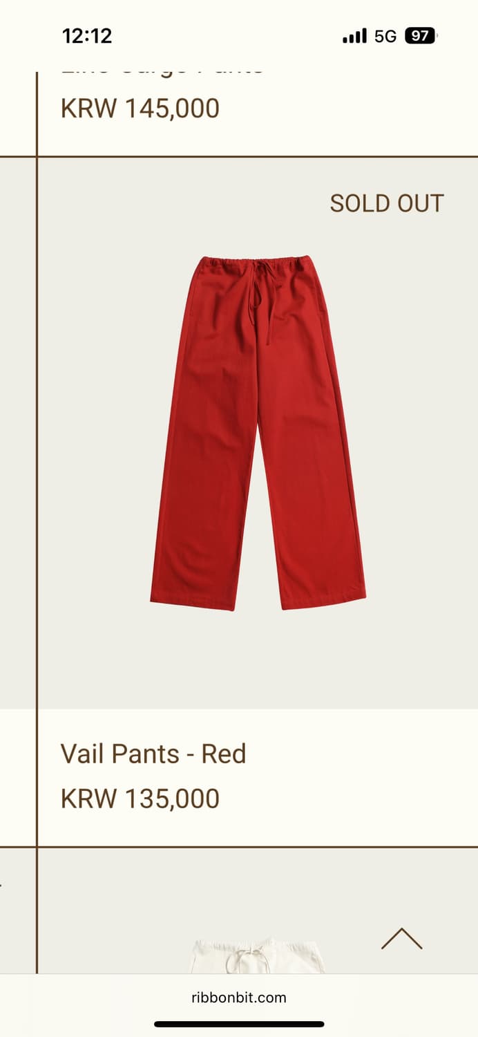 리본빛 vail pants red(지금품절) 상품이미지1