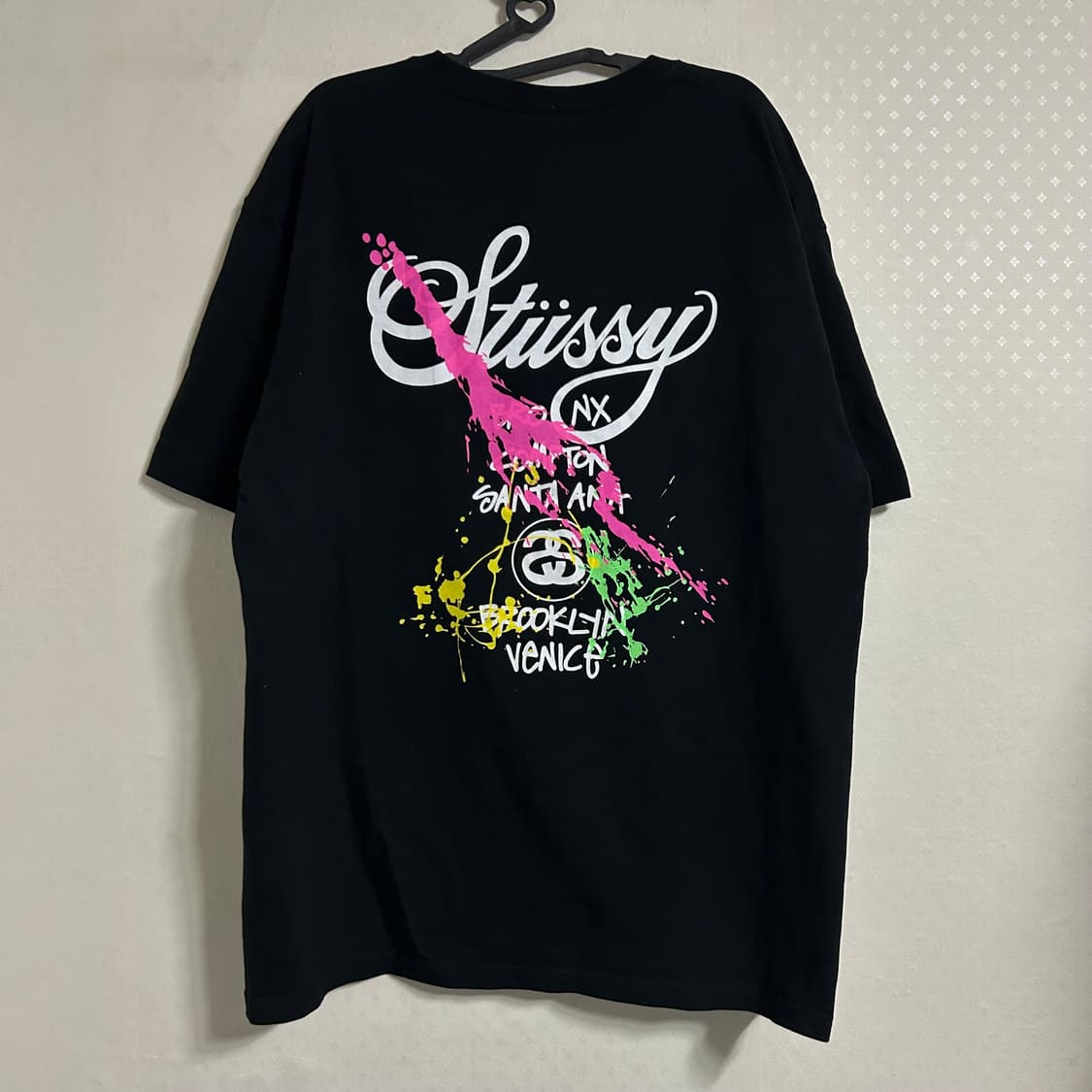 스투시 월드투어 페인트 페인팅 반팔 티셔츠 블랙 XL 상품이미지7