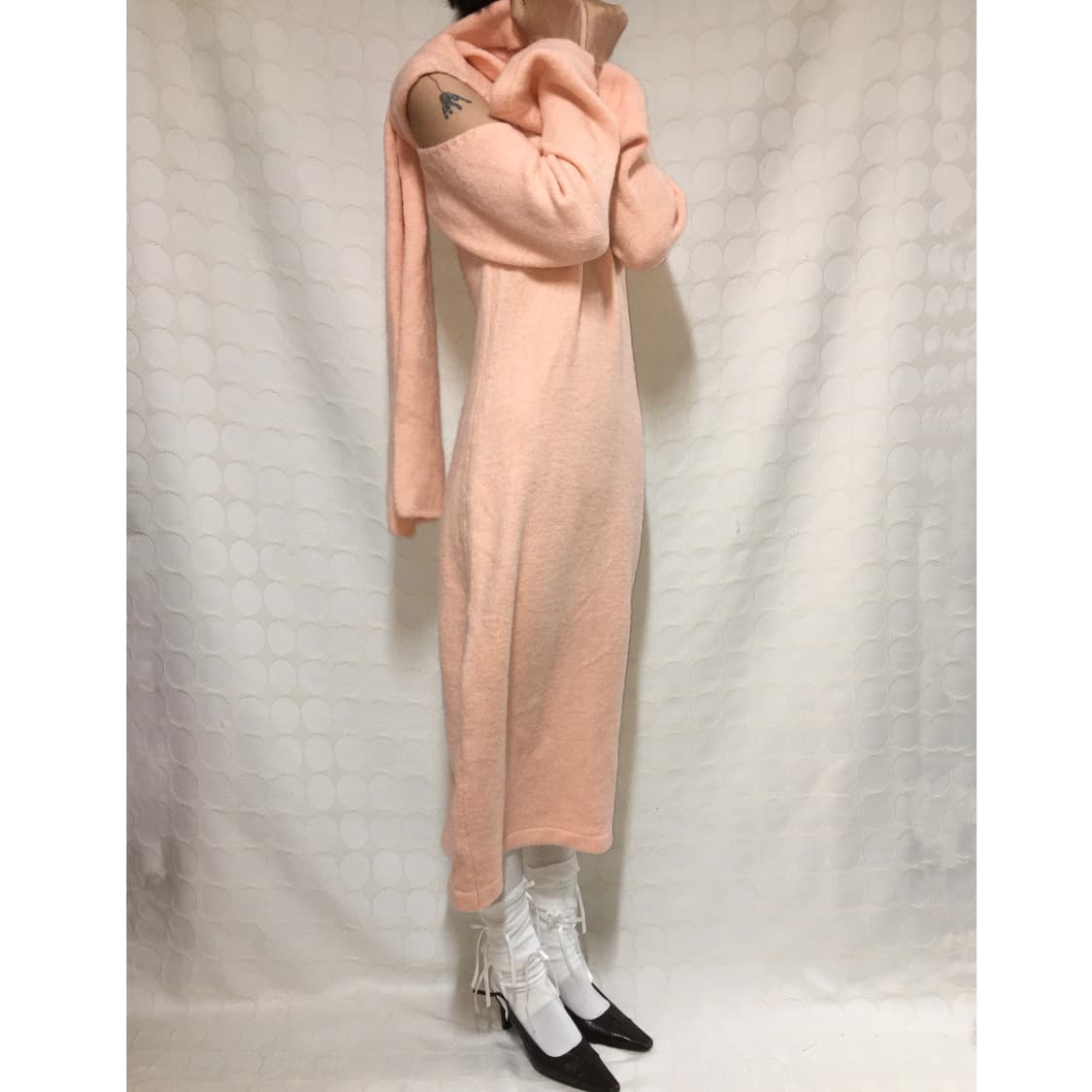 vintage 핑크 니트 머플러 원피스 상품이미지2