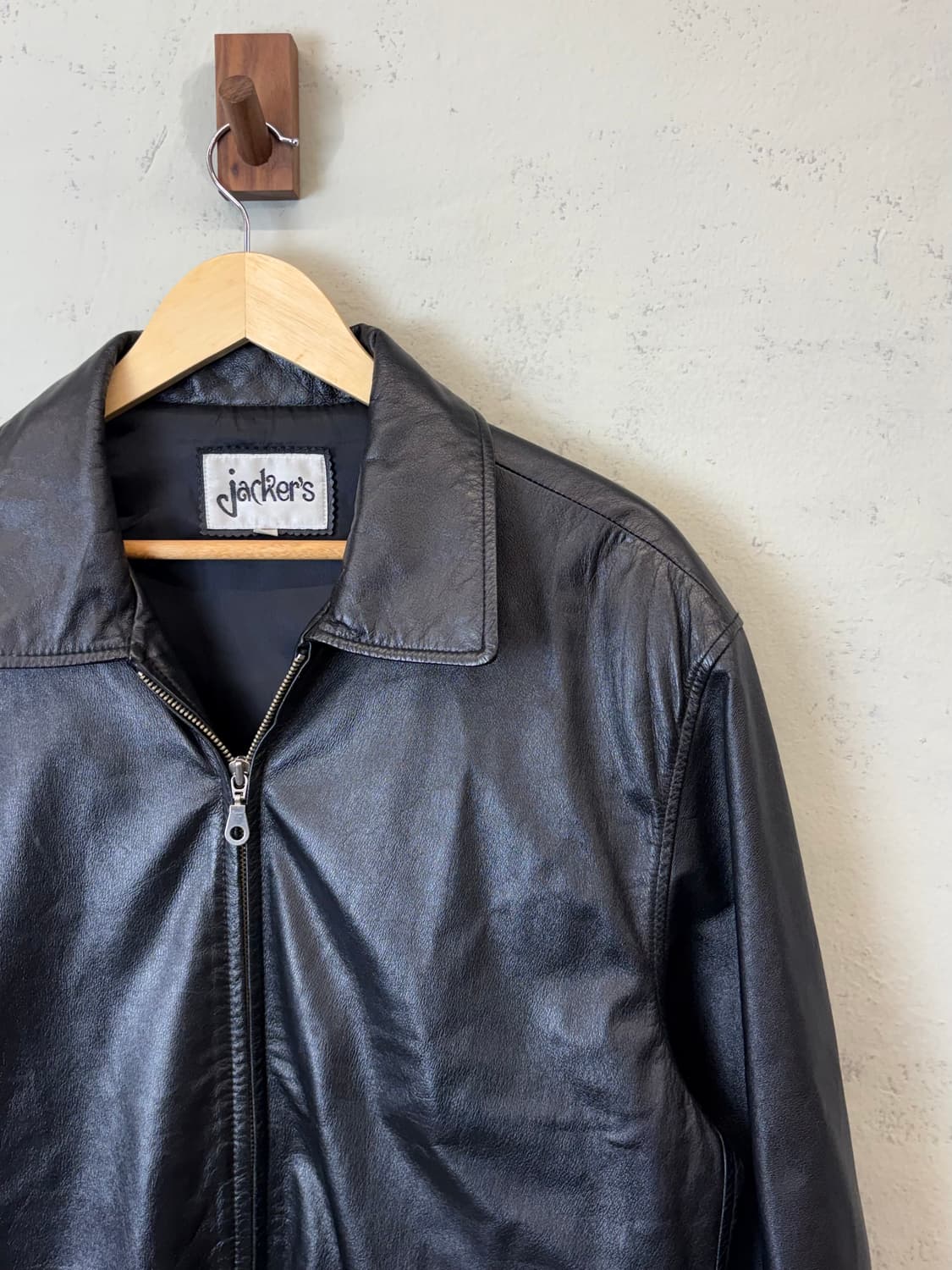 Jacker's 빈티지 블랙 싱글 레더 자켓 상품이미지2