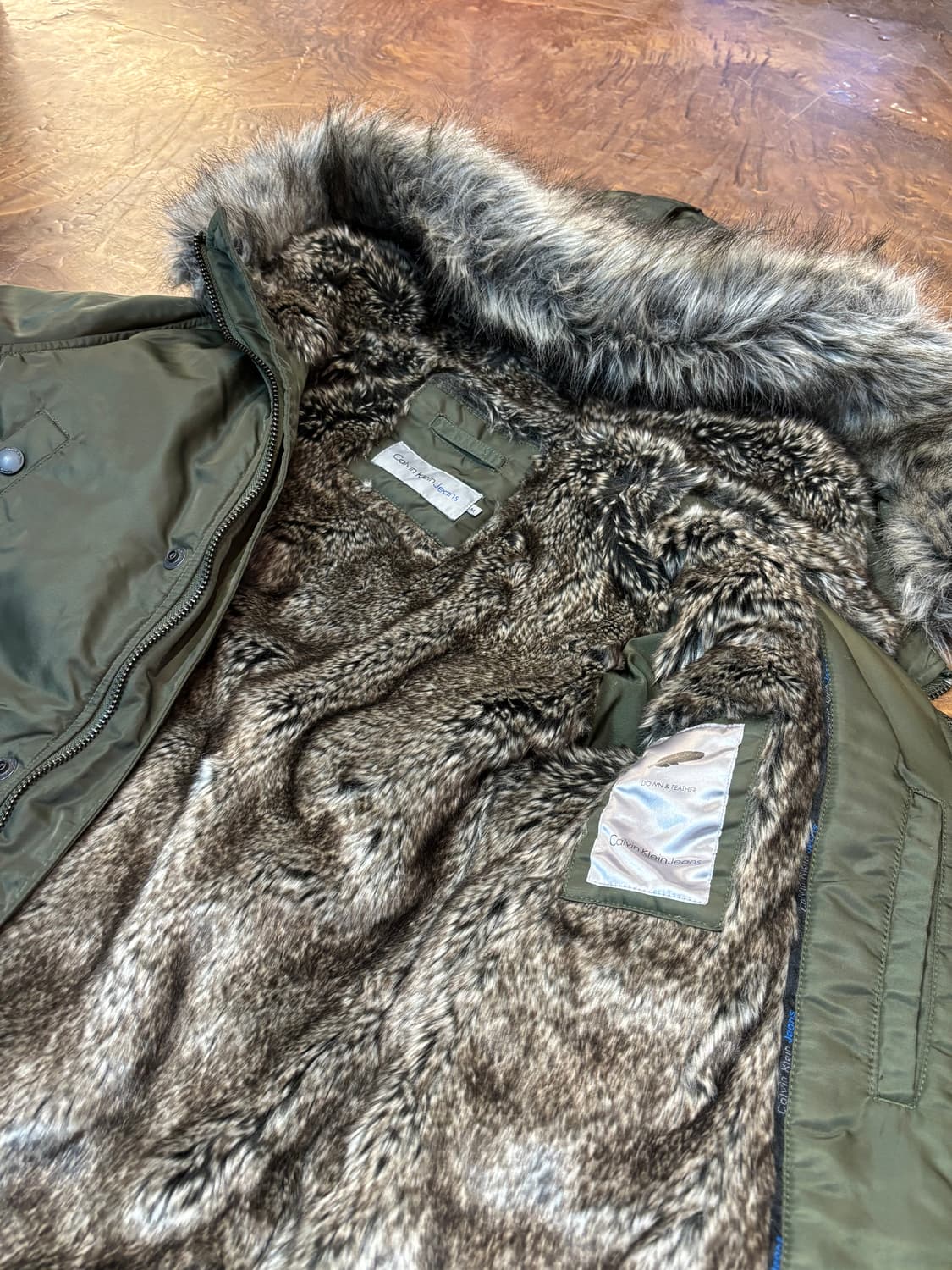 Calvin Klein Jeans 캘빈클라인진스 후드퍼 야상 패딩 M 상품이미지6