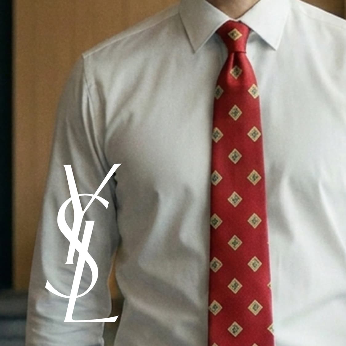 입생로랑 실크 레드 자카드 넥타이 9.6cm A등급 E958 상품이미지1