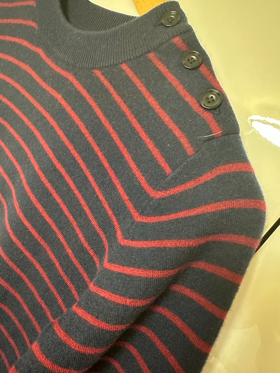 버버리울캐시미어네이비/버건디 스트라이프 니트 상품이미지5