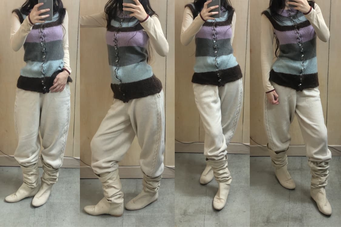 [직수입] 빈티지 모헤어 니트 가디건 라벤더 그레이 블루 브라운 상품이미지2