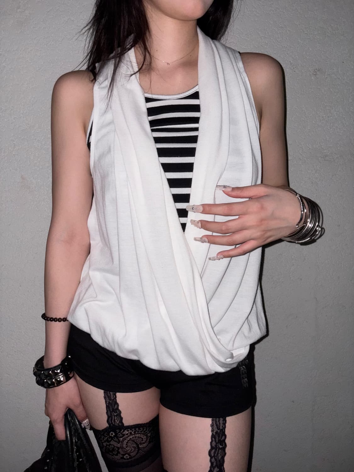 04 cecil mcbee layered drape stripe top  상품이미지2
