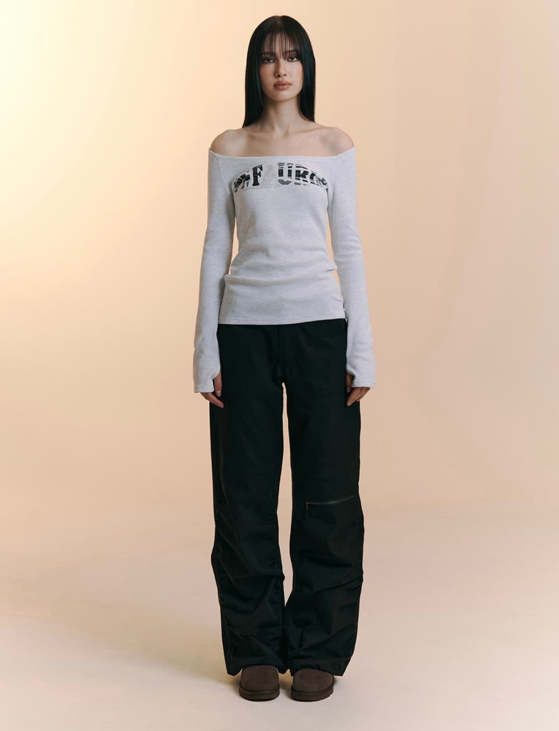 플리즈노팔로우 줄스 롱슬리브탑 화이트멜란지 상품이미지5