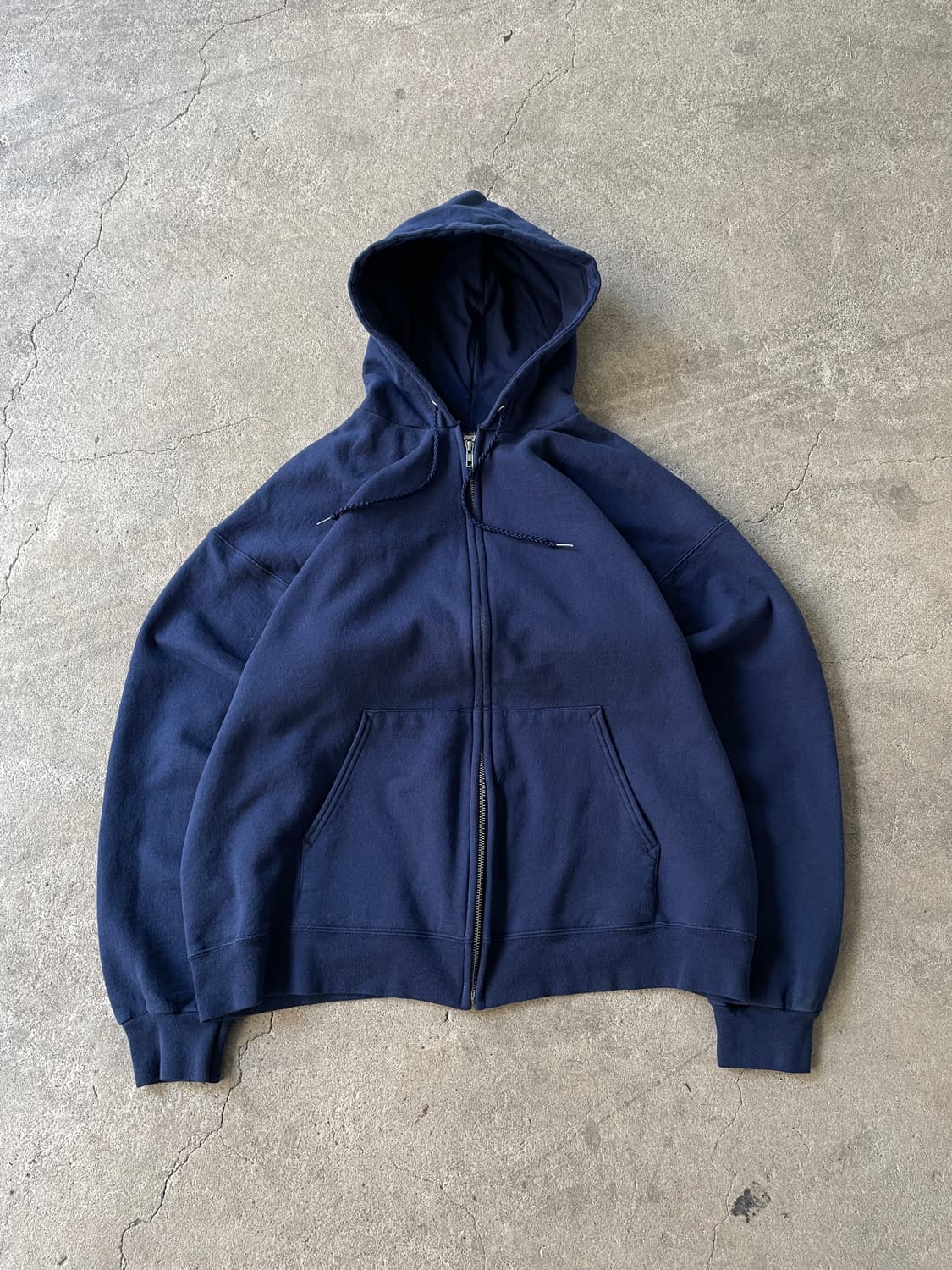 90s Hanes Navy Blank Hood Zip 상품이미지1