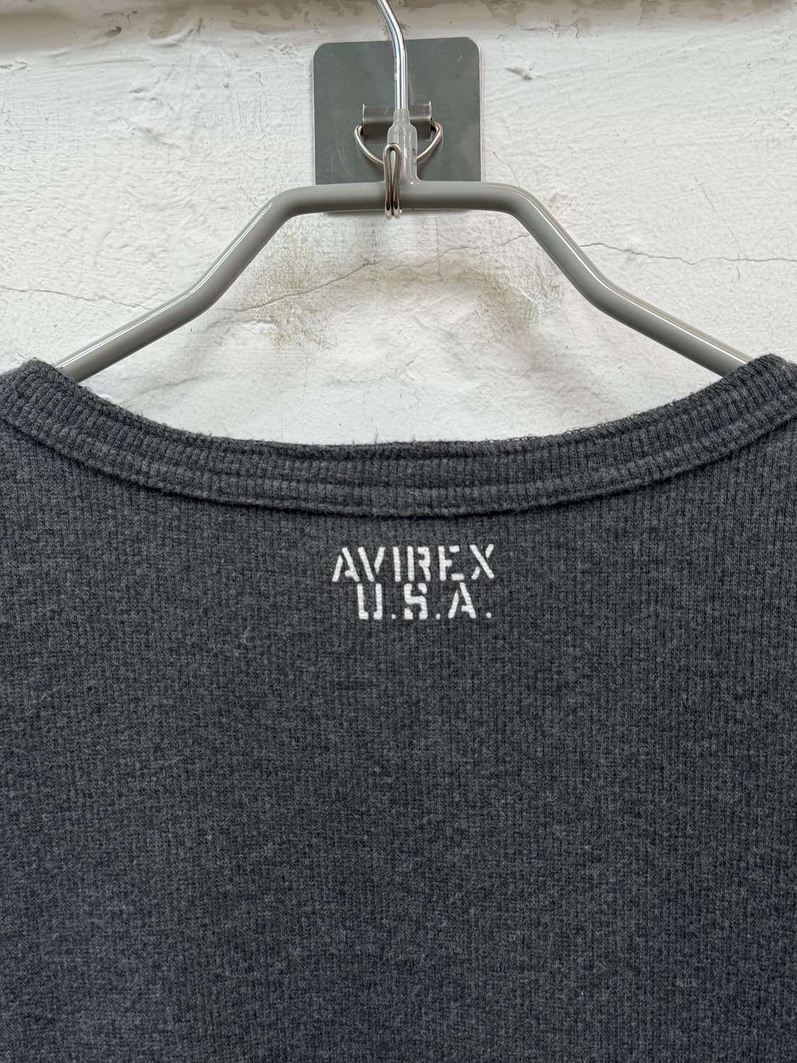 Avirex 아비렉스 USA 차콜 그레이 골지 헨리넥 롱 슬리브 L 상품이미지8
