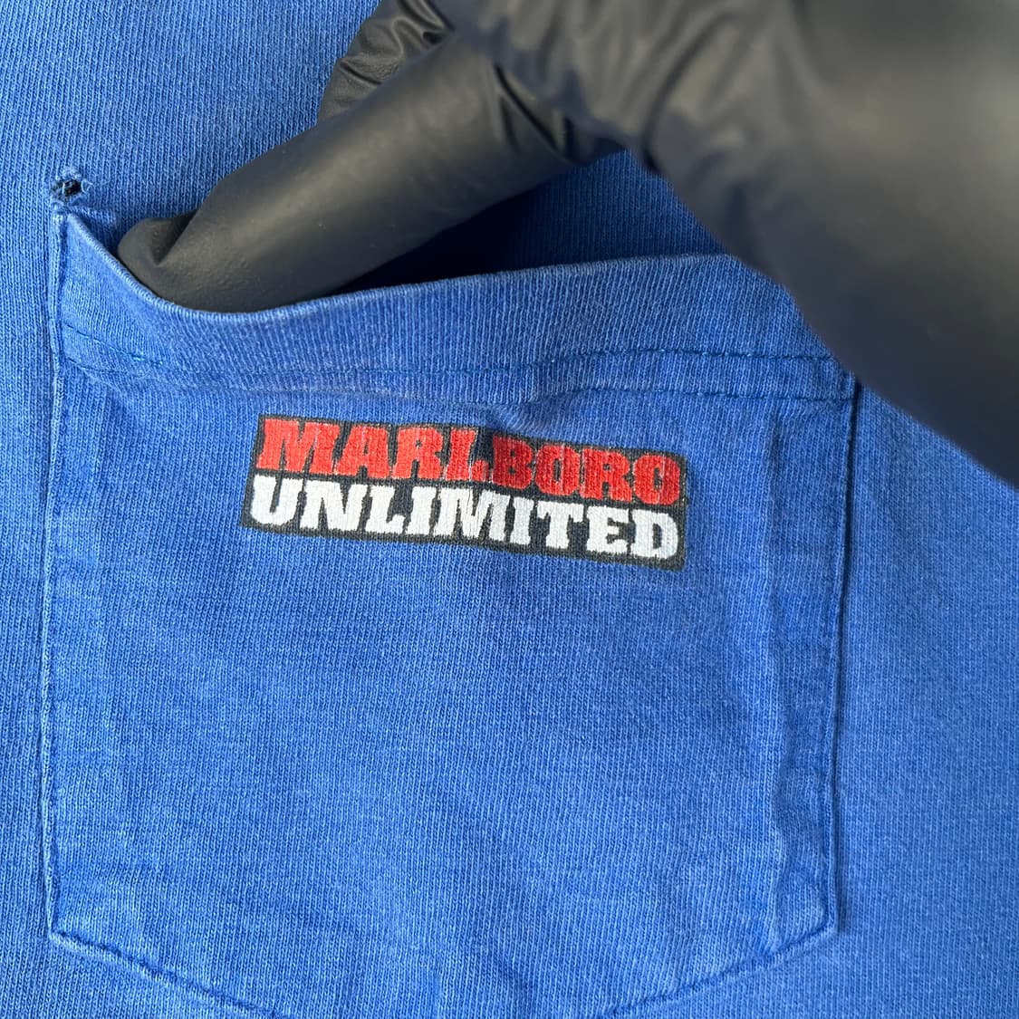 빈티지 말보로 언리미티드 울프 하울 포켓 반팔티 블루 상품이미지5