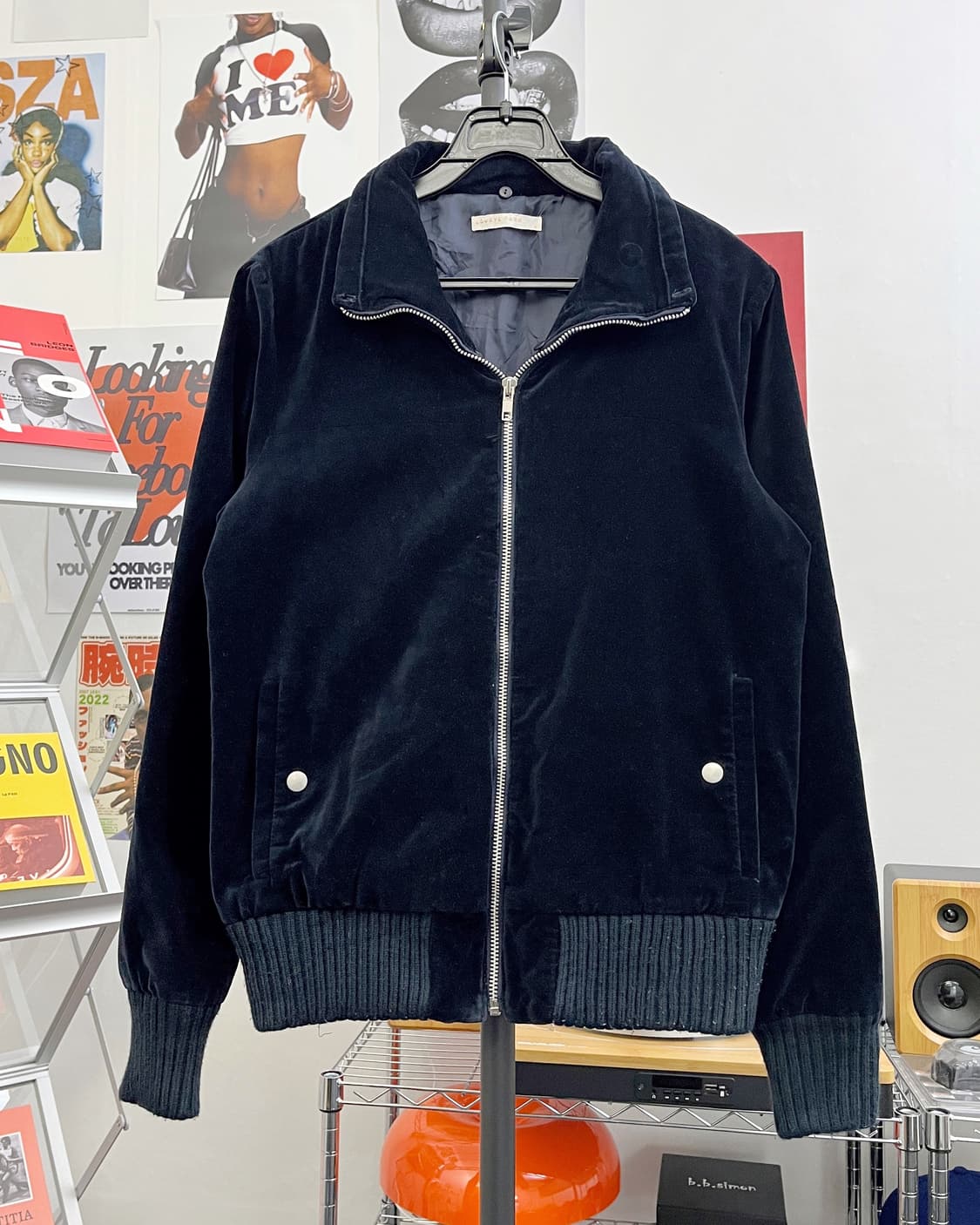 재팬 빈티지 벨벳 트러커 집업 자켓 네이비 상품이미지5