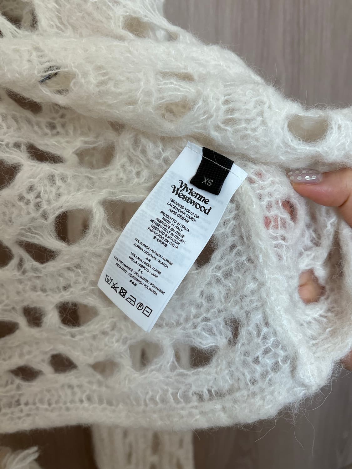 비비안웨스트우드 레이스워크 알파카 크롭 가디건, XS 상품이미지3