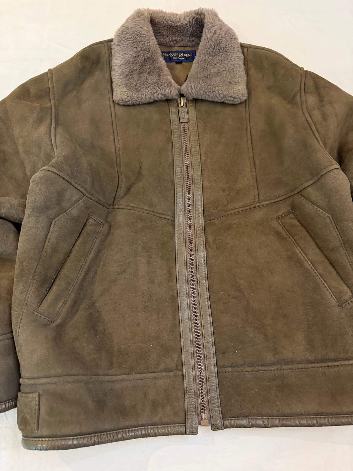 90s YSL 입생로랑 램스킨 무스탕 가죽자켓 브라운 상품이미지2