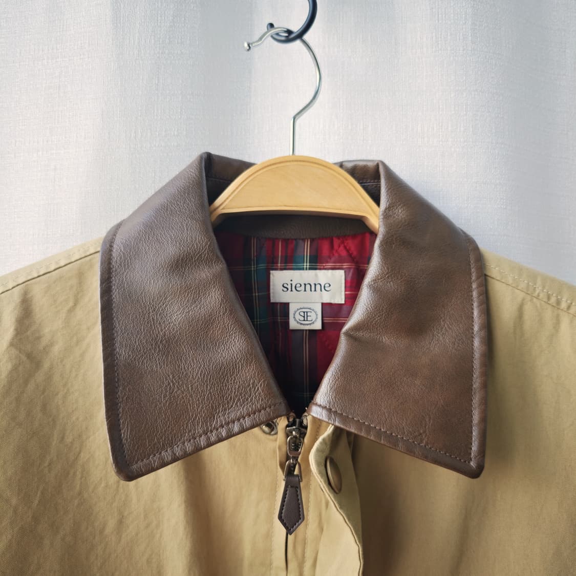 시엔느 타탄 트렌치 점퍼 베이지 S(여성 FREE) 상품이미지4