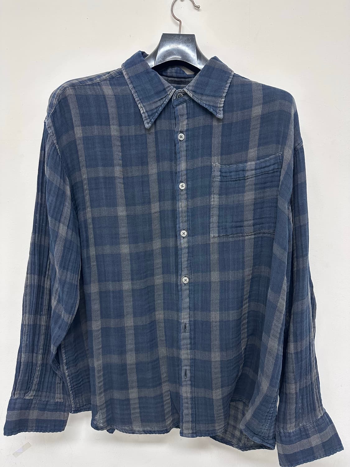 [3] 해칭룸 아카이브셔츠 Check Dyed Charcoal/blue 상품이미지3