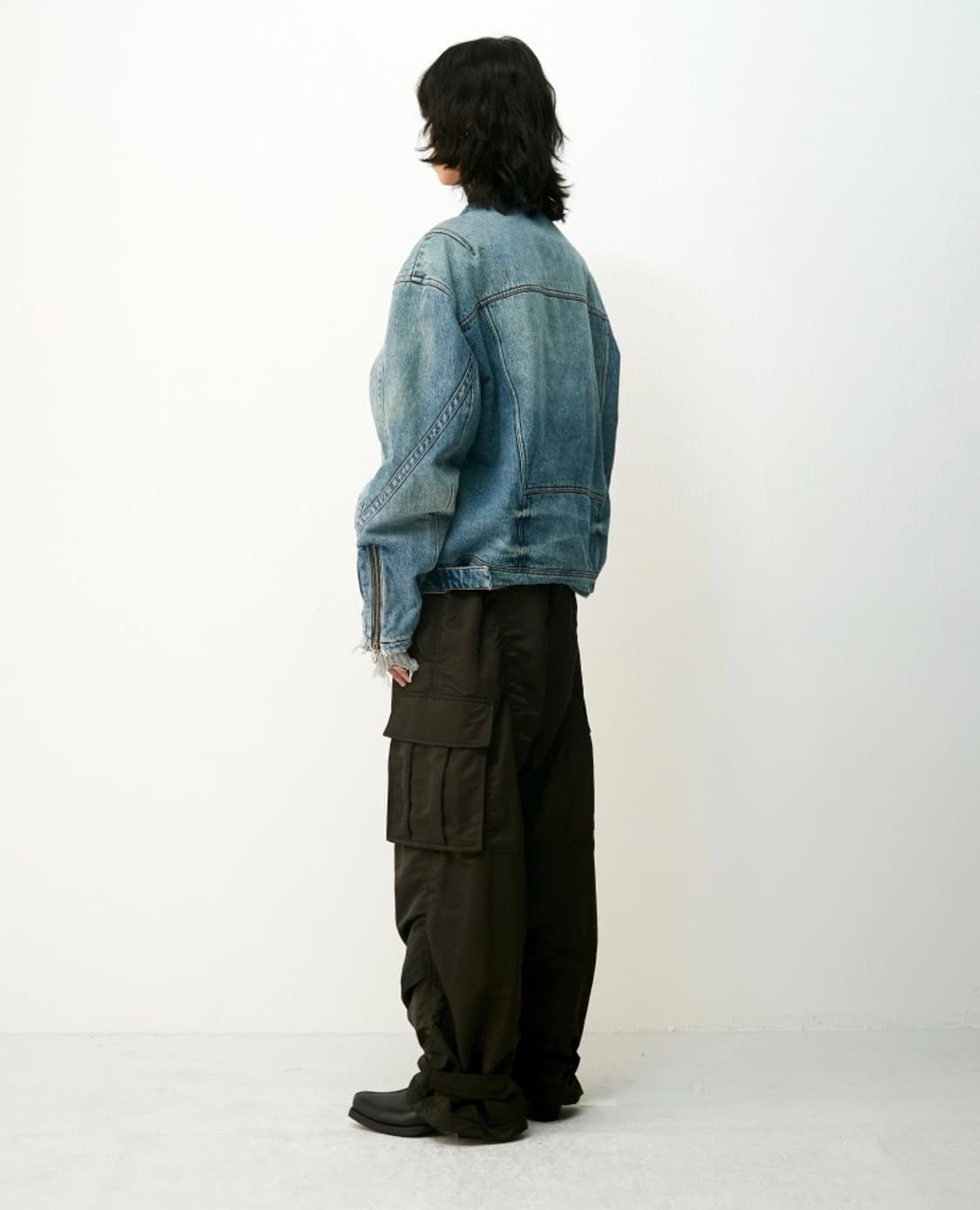 쿠어 페이딩 패디드 바이커 데님자켓 상품이미지3