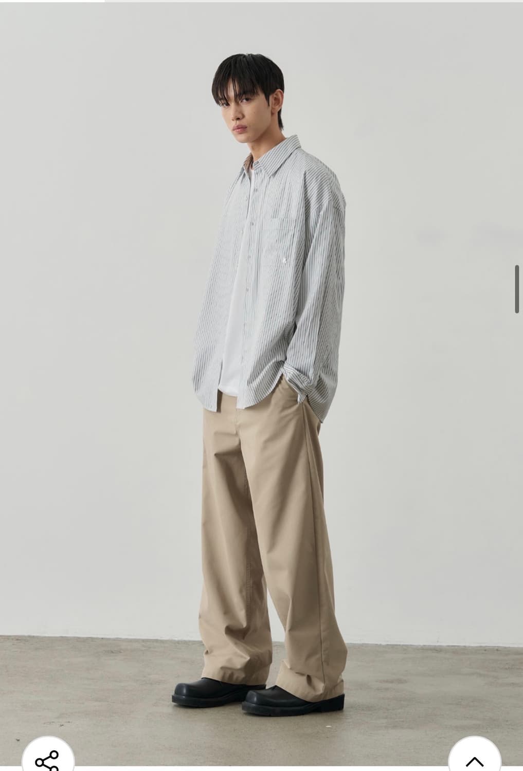 (L) 알리스 포인티드 실키 스트라이프 셔츠 [화이트] 판매 상품이미지7