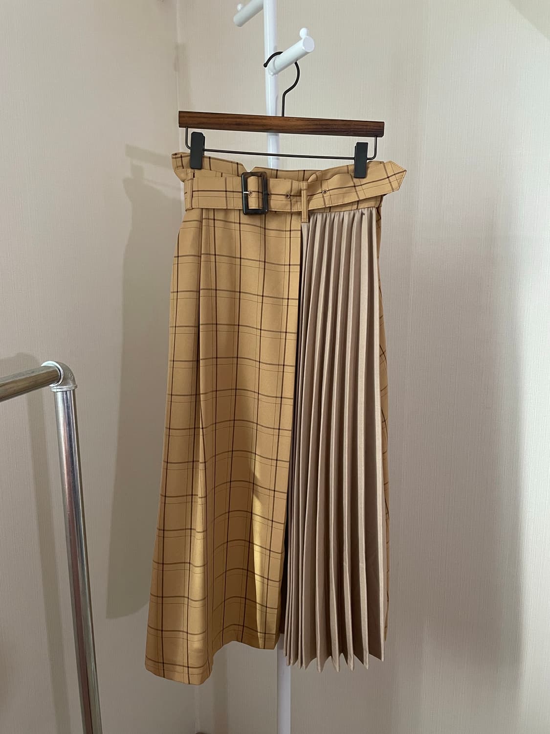 빈티지 체크 믹스 스커트 상품이미지1