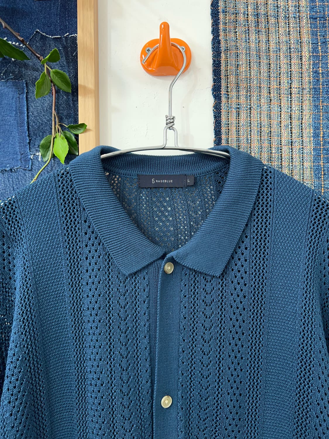 RAGEBLUE  Open Knit Half-Sleeve Shirt 상품이미지4