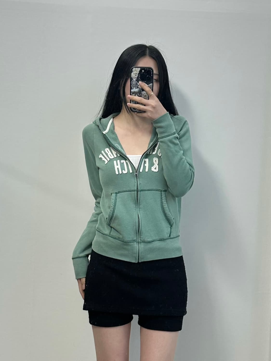 아베크롬비 y2k 와투케 피스타치오 딱붙 후드집업 상품이미지1